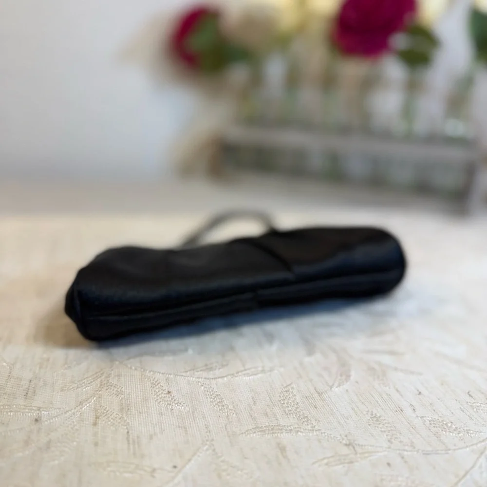 Target Vintage-Style Black Satin‎ Pleated Evening Bag with Beaded Strap 8.25x4.5